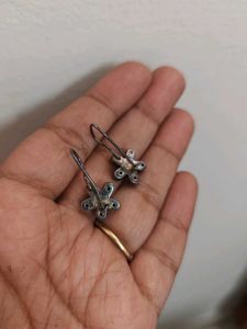 92.5 | Floral Silver Multicolor Cutstones Earrings