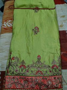 Green Embroidered Fabric