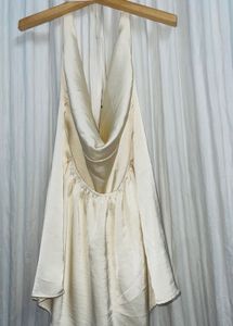 Beige Satin Dress