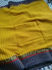 Mustard Yellow Cotton Saree