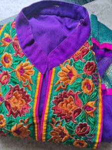 Purple Embroidered Anarkali Kurta