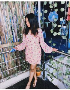 Peach Floral Mini Dress – Only Worn Once 🌸✨