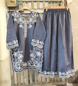 Denim Embroidered Coordset