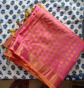 Pink And Green Silk Saree
