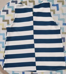 Blue &amp; White Top With Attached Necklace