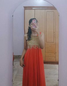 Elegant Orange Ethnic Gown