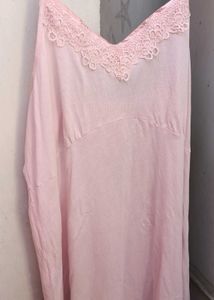 Pink Lace Trim Slip Dress