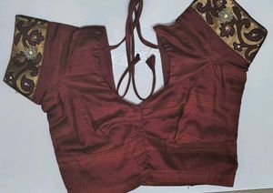 Maroon Embroidered Saree with stitched blouse