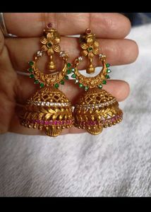 Matte Finish Ruby Diamond Earrings big buttis