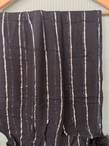 Black Duppata With Pompom For Women