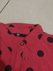 Red Polka Dot Top With Side Frill