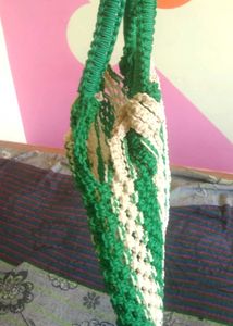 White And Green Combination Bag