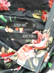 Floral Printed Casual Shirt (Black)