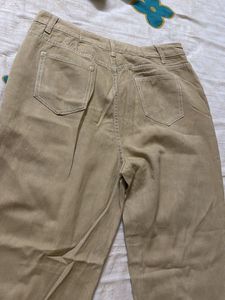 Beige Wide Leg Pants