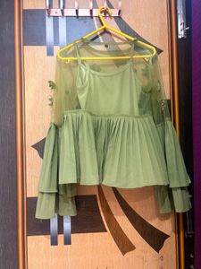 Olive Green Net Top