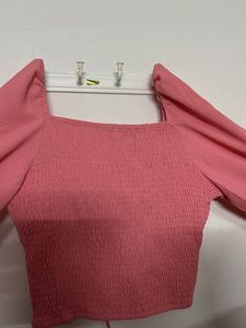 Wild Fable Pink Ruched Crop Top