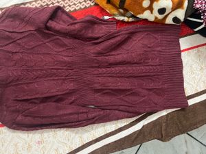 Red Cable Knit Sweater Dress