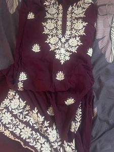 Purple Chikankari kurta and pant set