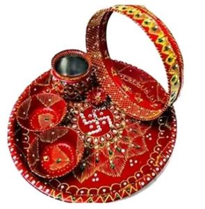 karwachauth saree with free plate