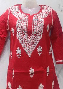 Red Embroidered Kurta