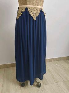 Navy &amp; Gold Embellished Gown