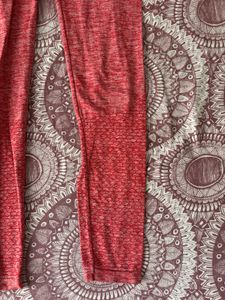 Red Melange Effect Rapid-Dry Seamless Yoga Tights