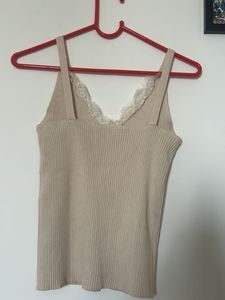 Lace Trim Ribbed Tank Top