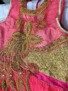 Pink & Gold Embellished Girls Dress
