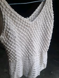White Crocheted Winter Top