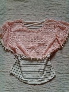Cute Striped & Lace Top