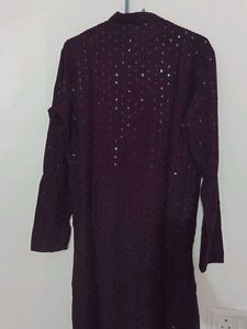 Maroon Lakhnavi Embroidery Kurta