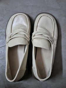 Cream Leather Loafers