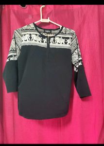 Patterned Half-Sleeve Top