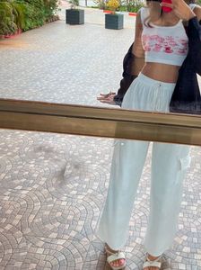 White Tank with Pink Detail