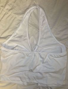 White Rutched Halter Top