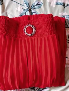 Red Pleated Skirt