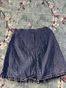 Denim Button-Front Skirt