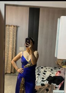 Royal Blue Gown with Gold Detailing