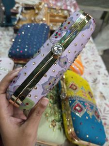 Lavender Stones Hand Clutch With Sling