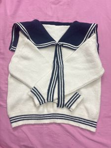 White &amp; Navy Blue Sweater