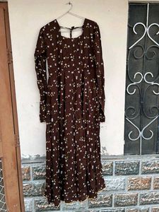 Elegant Brown Printed Anarkali Kurta