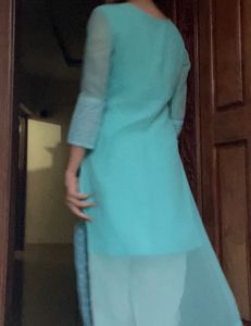 Teal Embroidered Kurti