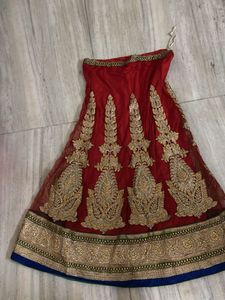 Red &amp; Gold Lehenga Skirt