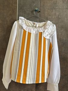 Striped Blouse with Floral Detail