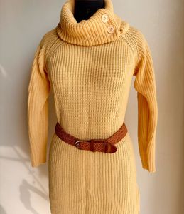 Yellow Knit Mini Dress