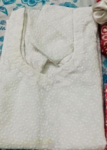 White Chikankari Kurti Set