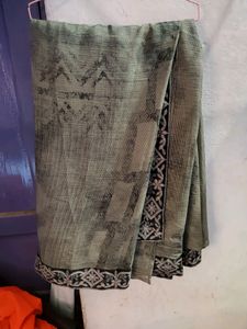 Grey Saree With Embroidery Blouse