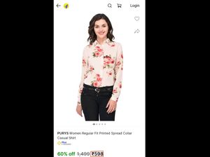 Light Beige Colour Floral Print Shirt For Girls