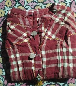 Red Plaid Kurti Tunic