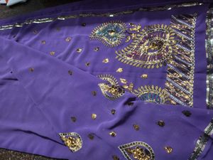 Purple Saree with Sequin Embroidery